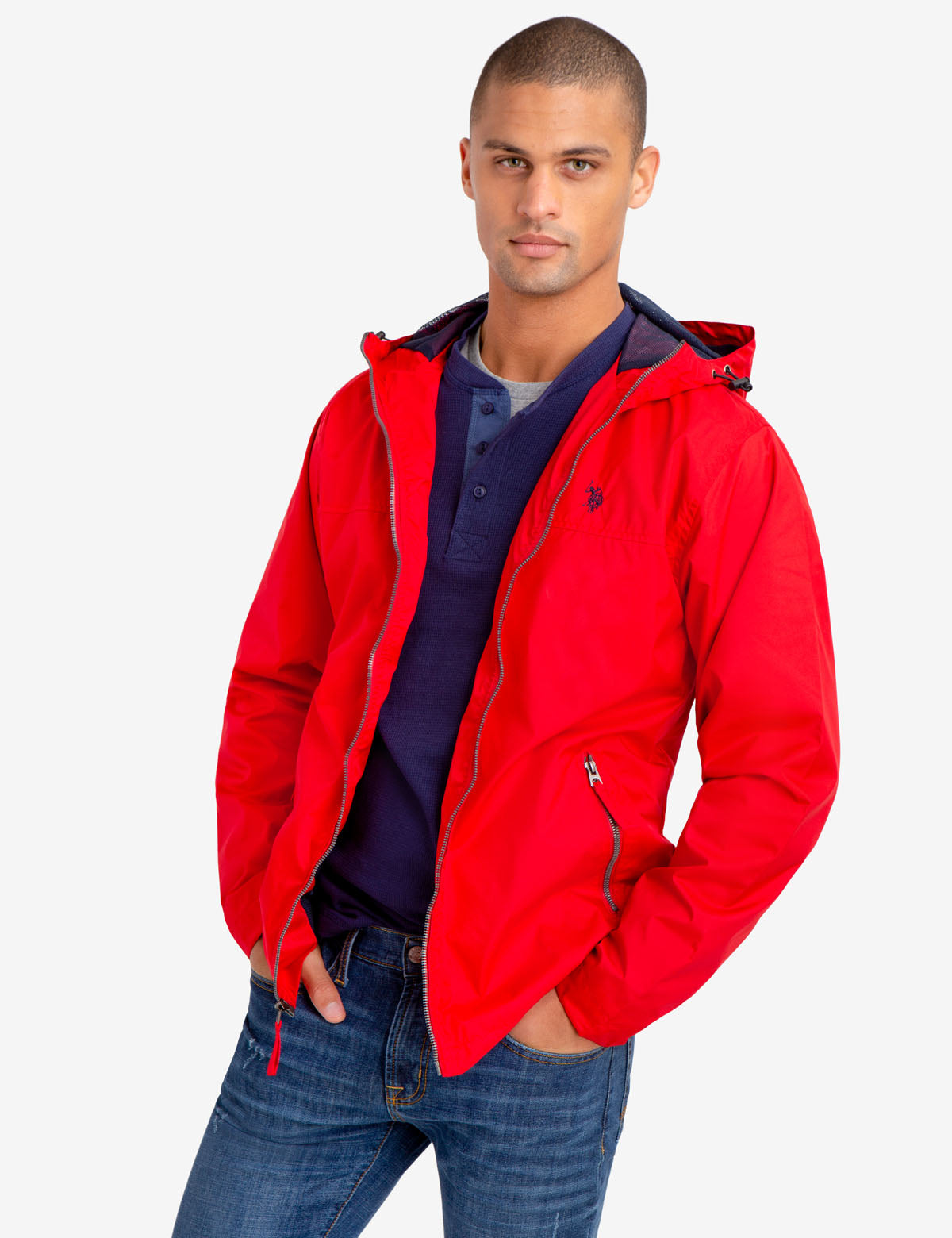 Mesh-Lined Hooded Windbreaker Jacket with Front Pockets | Waterproof & Lightweight
