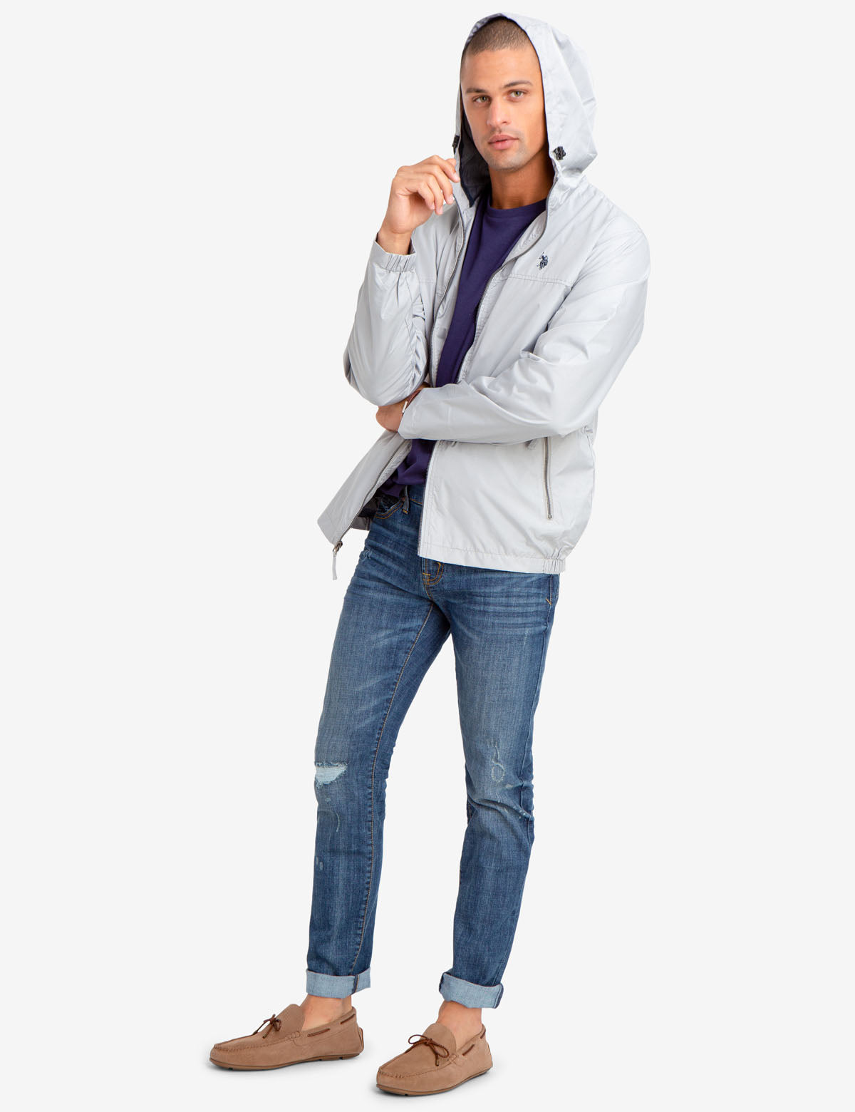 Mesh-Lined Hooded Windbreaker Jacket with Front Pockets | Waterproof & Lightweight