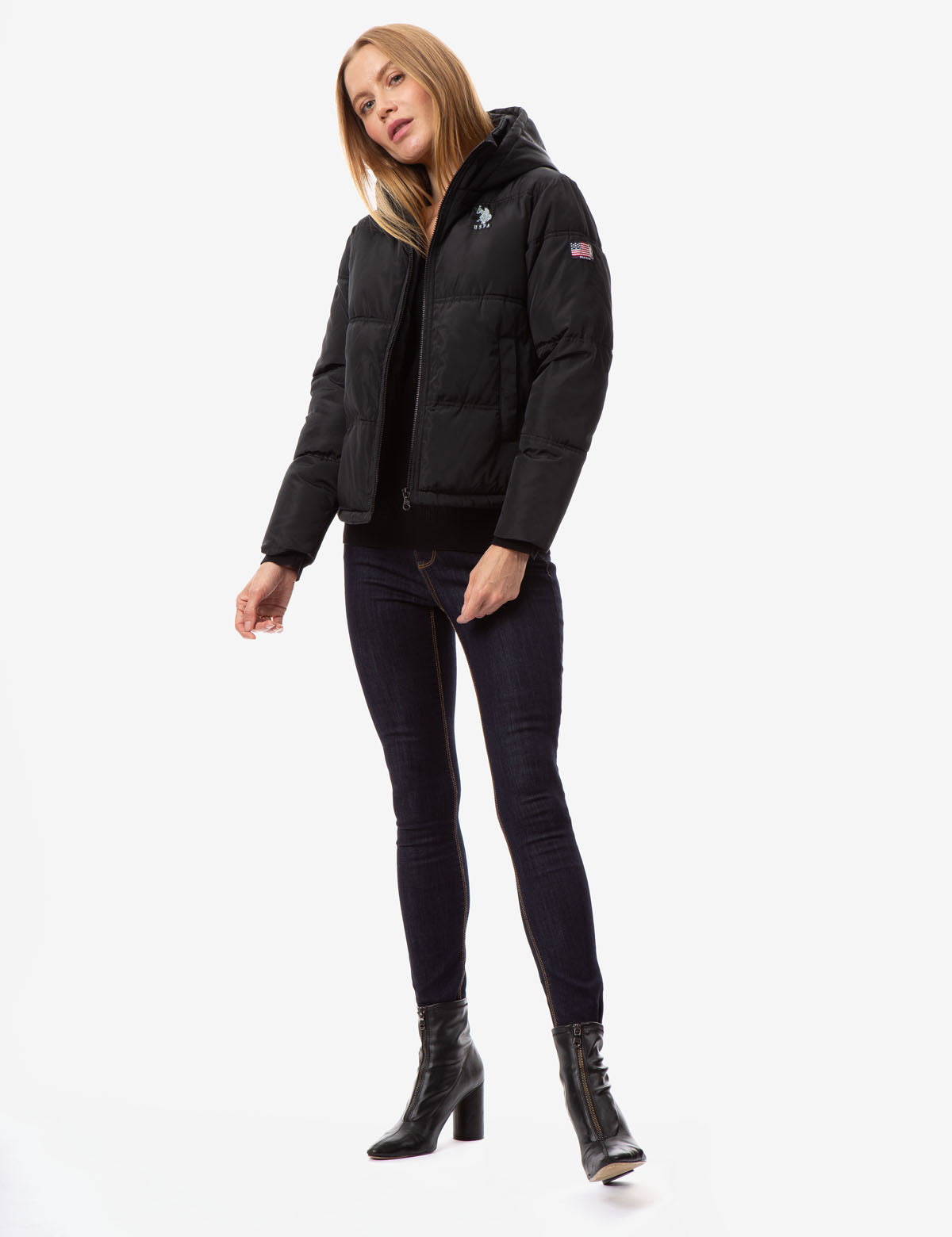 Warm Hooded Puffer Coat with Zipper & Side Pockets | Winter Wear