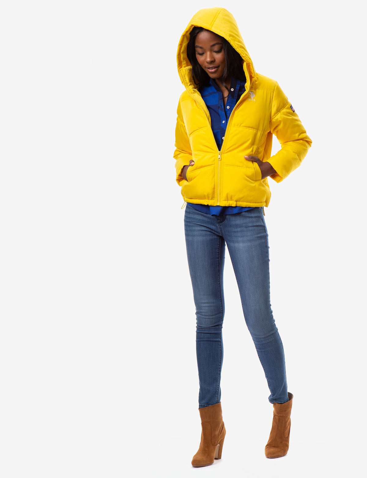 Warm Hooded Puffer Coat with Zipper & Side Pockets | Winter Wear