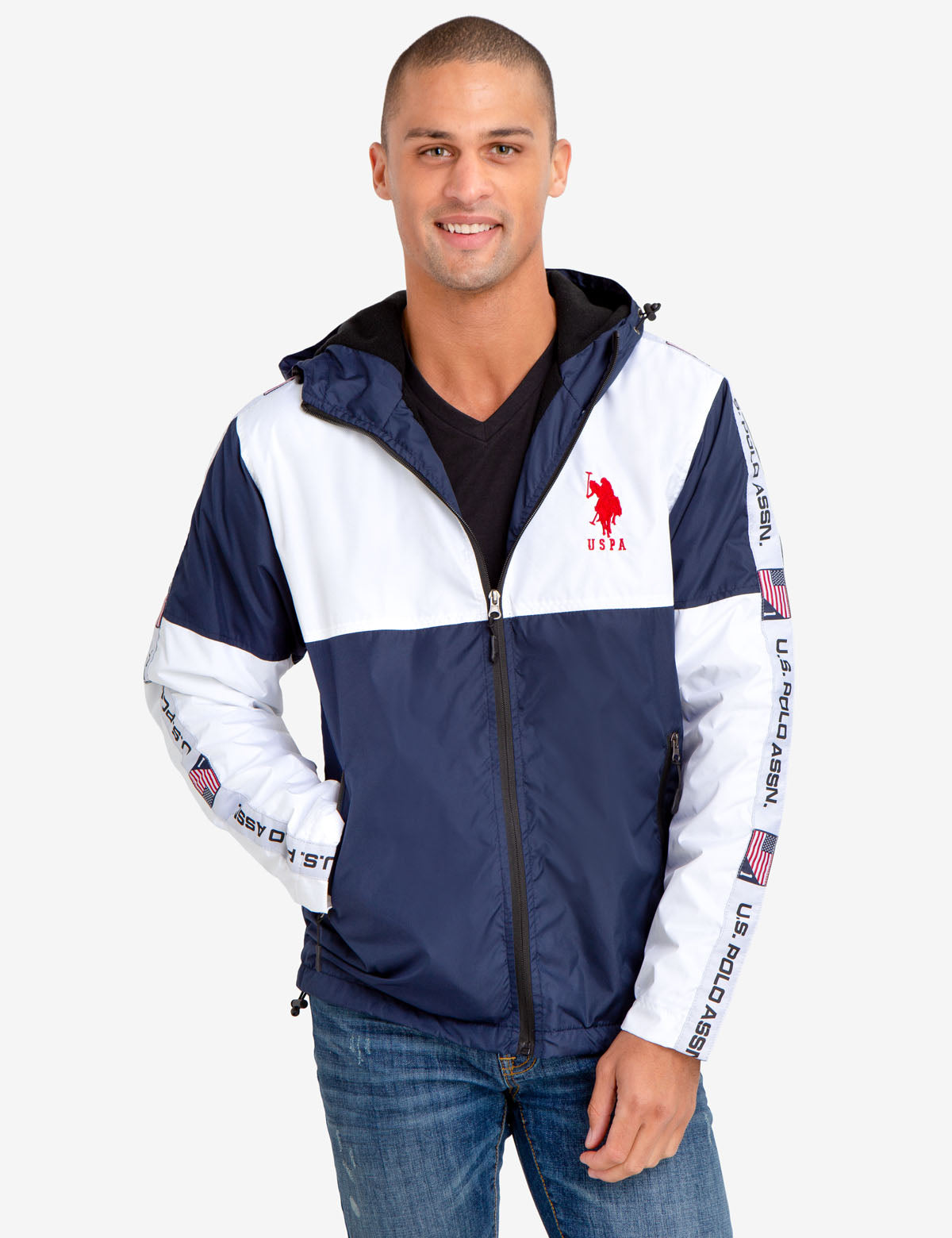 Men's Hooded Windbreaker with Fleece Lining | U.S. Polo Assn.