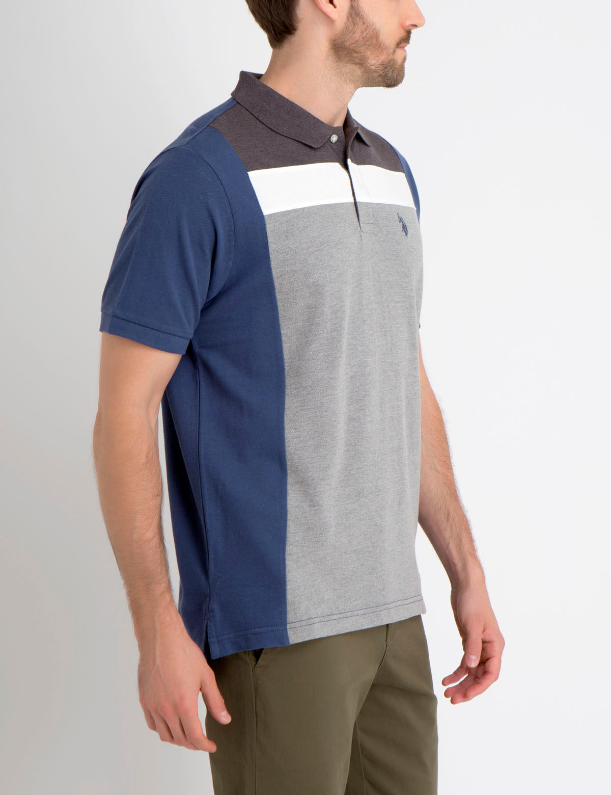 Men's Horizontal Stripe Polo Shirt with Embroidered Logo | Short Sleeve
