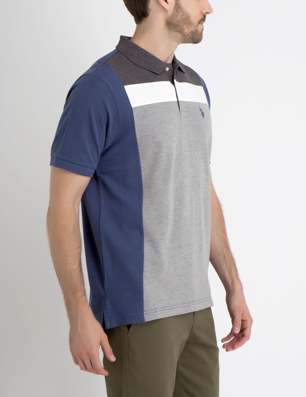 Men's Horizontal Stripe Polo Shirt with Embroidered Logo | Short Sleeve