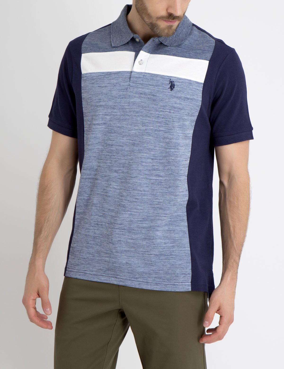 Men's Horizontal Stripe Polo Shirt with Embroidered Logo | Short Sleeve