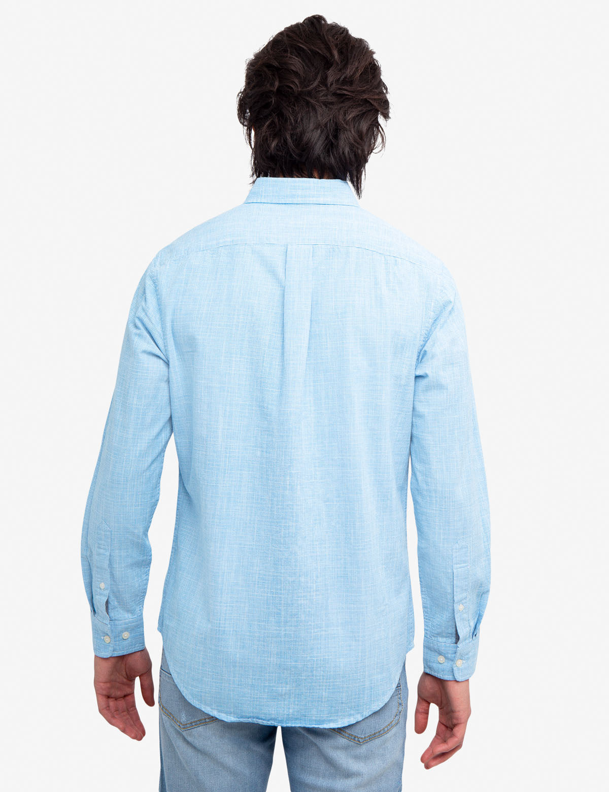 Houndstooth Slub Shirt with Embroidered Logo | Casual Men's Top
