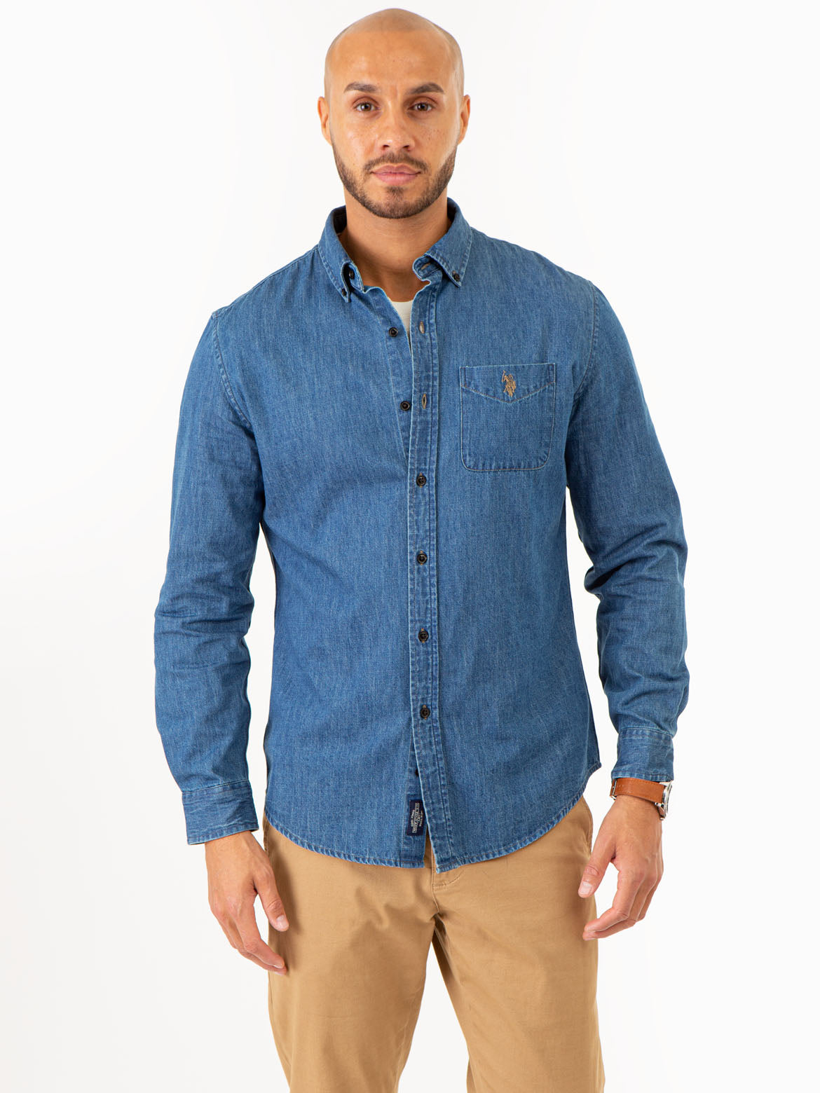 Indigo Denim Shirt Long Sleeve for Men & Women | Classic Fit