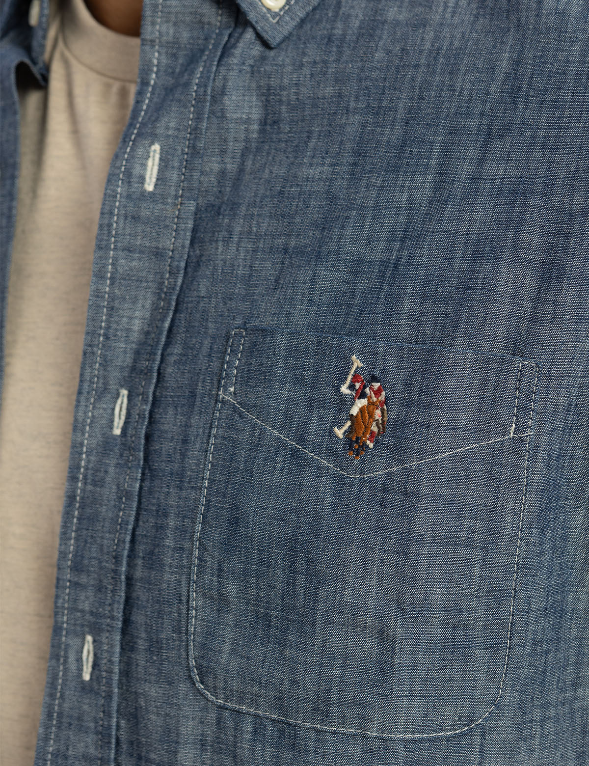 Indigo Slub Chambray Long Sleeve Shirt for Men | Casual Wear