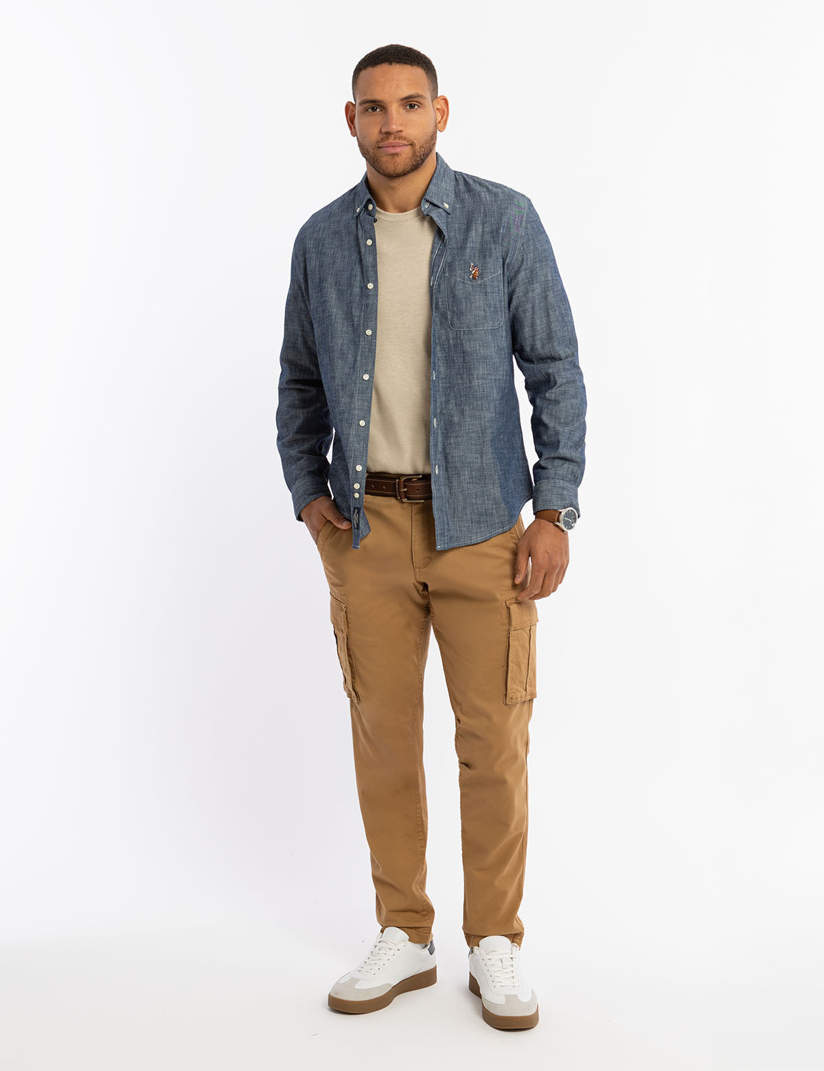 Indigo Slub Chambray Long Sleeve Shirt for Men | Casual Wear