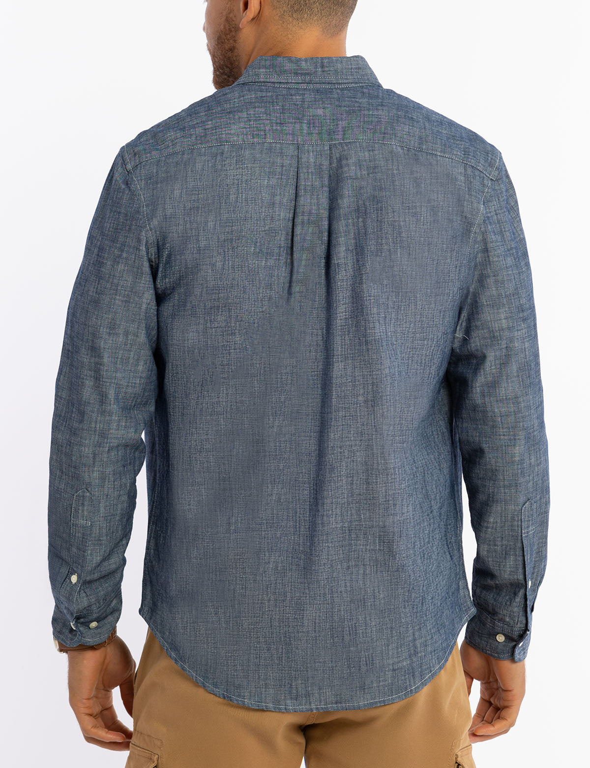 Indigo Slub Chambray Long Sleeve Shirt for Men | Casual Wear