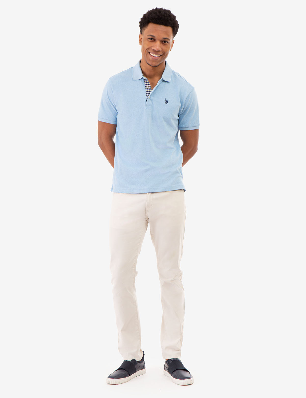 Interlock Gingham Trim Polo Shirt for Men | 100% Cotton Classic Fit