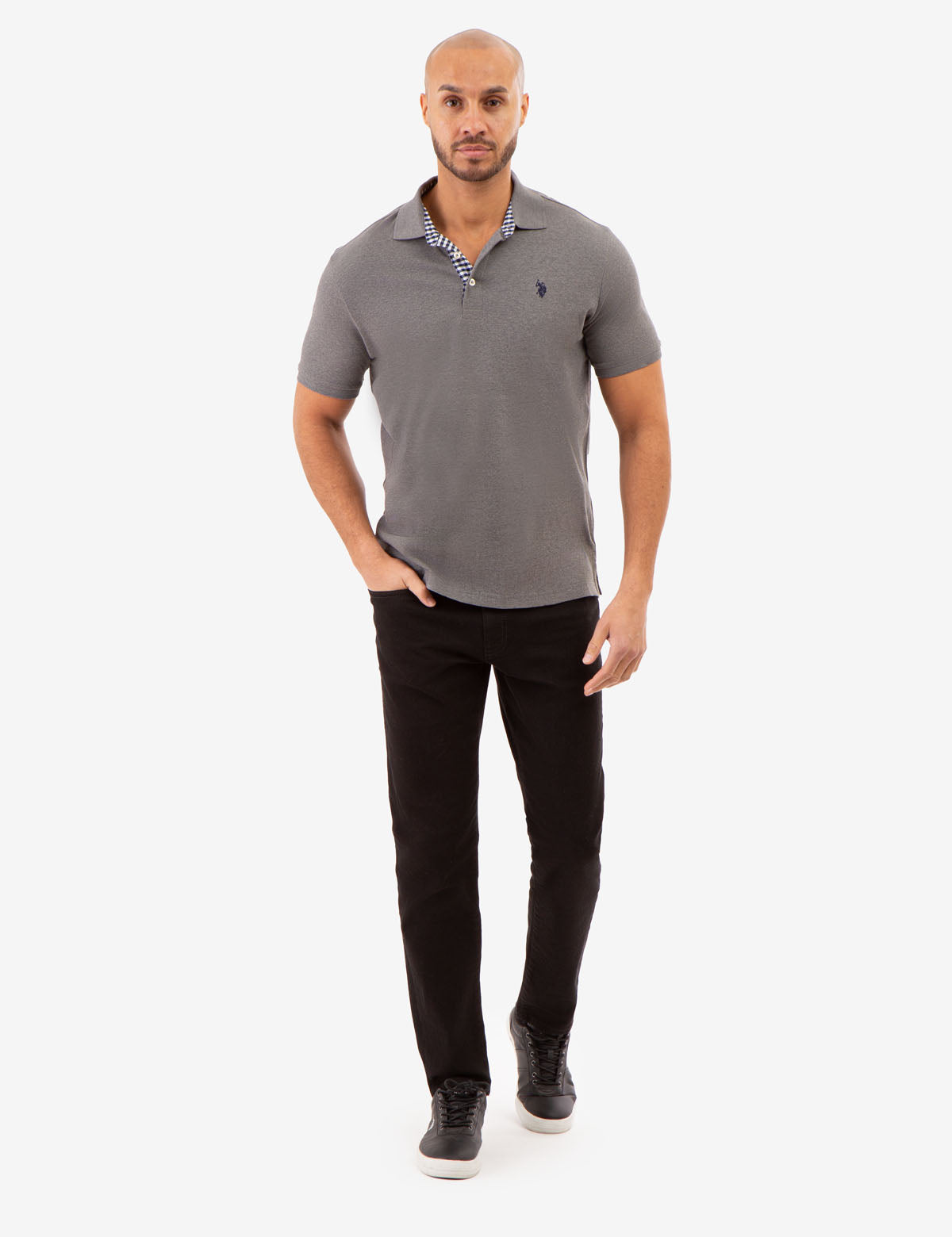 Interlock Gingham Trim Polo Shirt for Men | 100% Cotton Classic Fit