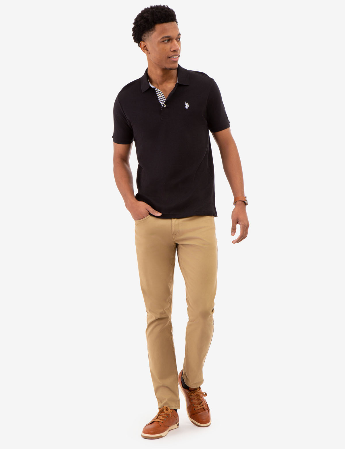 Interlock Gingham Trim Polo Shirt for Men | 100% Cotton Classic Fit