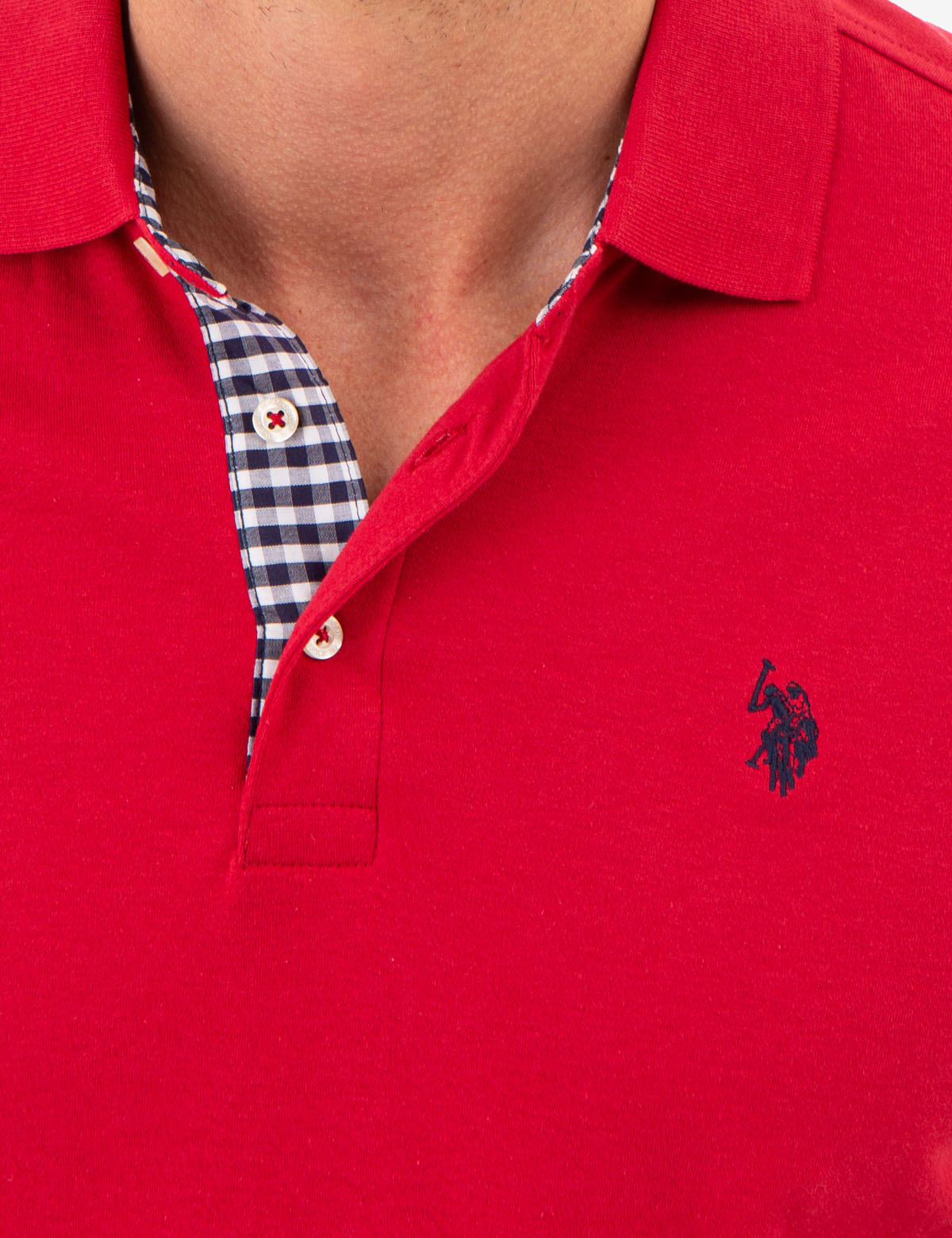 Interlock Gingham Trim Polo Shirt for Men | 100% Cotton Classic Fit