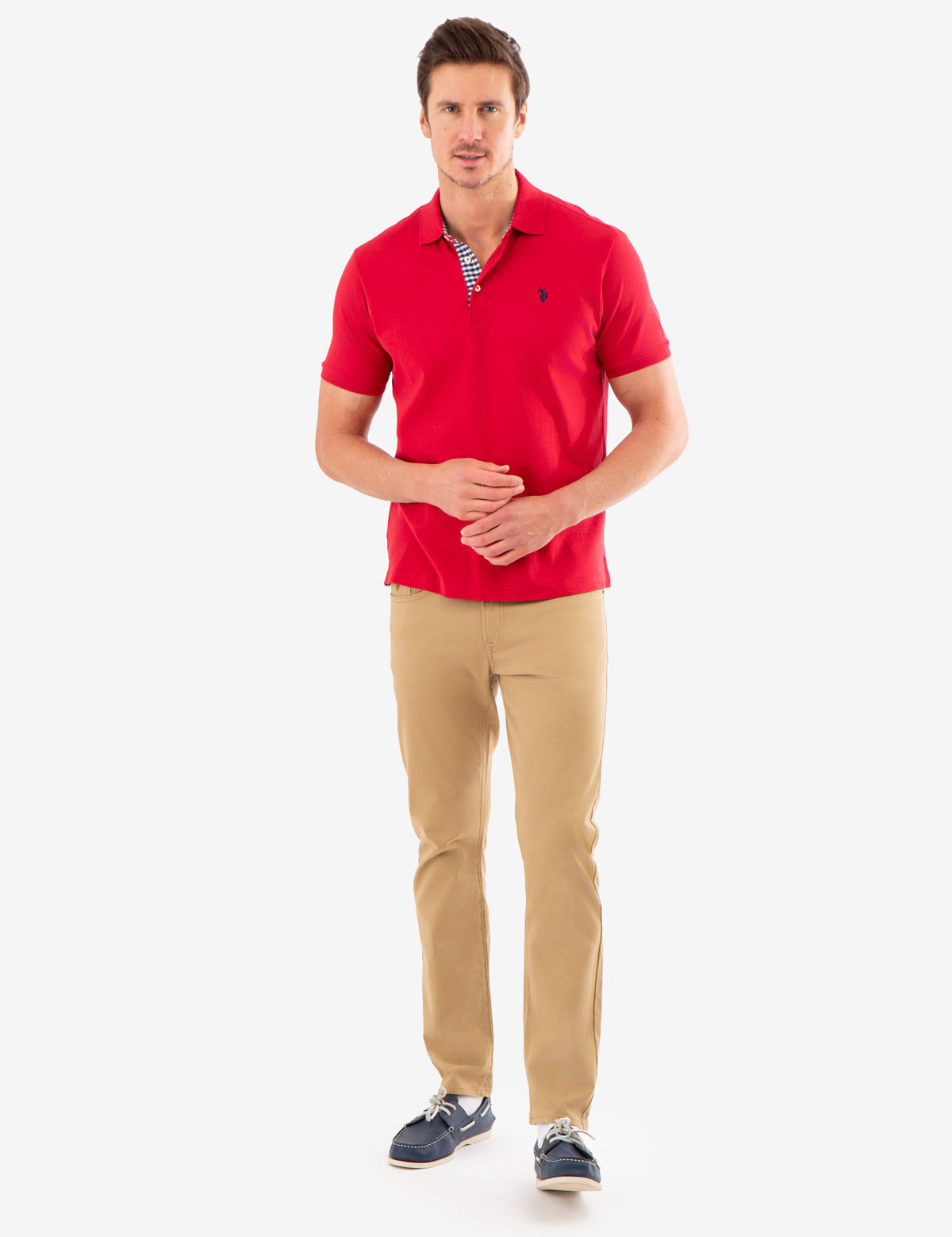 Interlock Gingham Trim Polo Shirt for Men | 100% Cotton Classic Fit