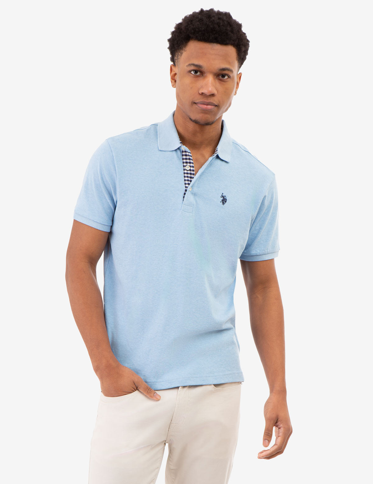 Interlock Gingham Trim Polo Shirt for Men | 100% Cotton Classic Fit