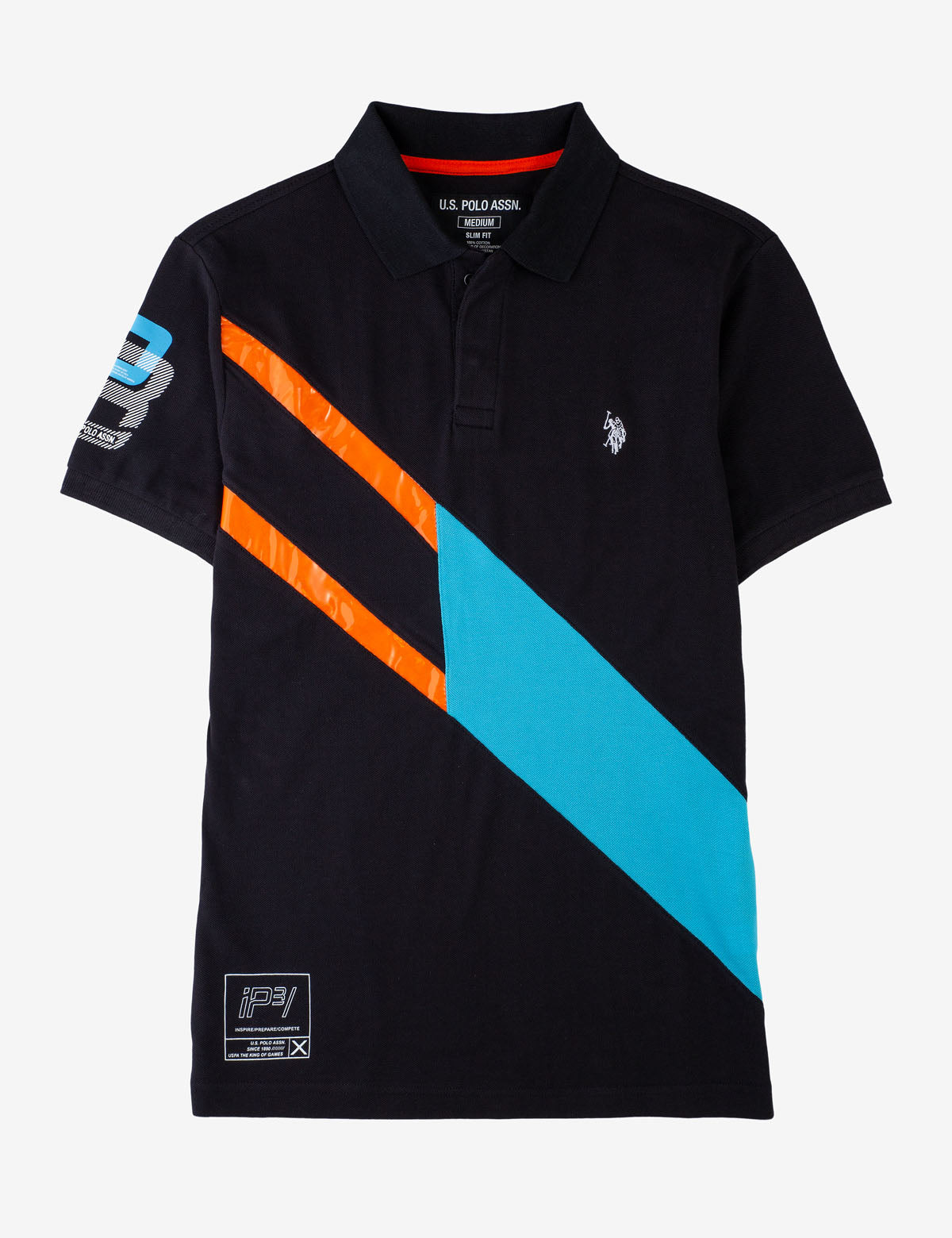 Diagonal Stripe Polo Shirt with Button Placket | IP3