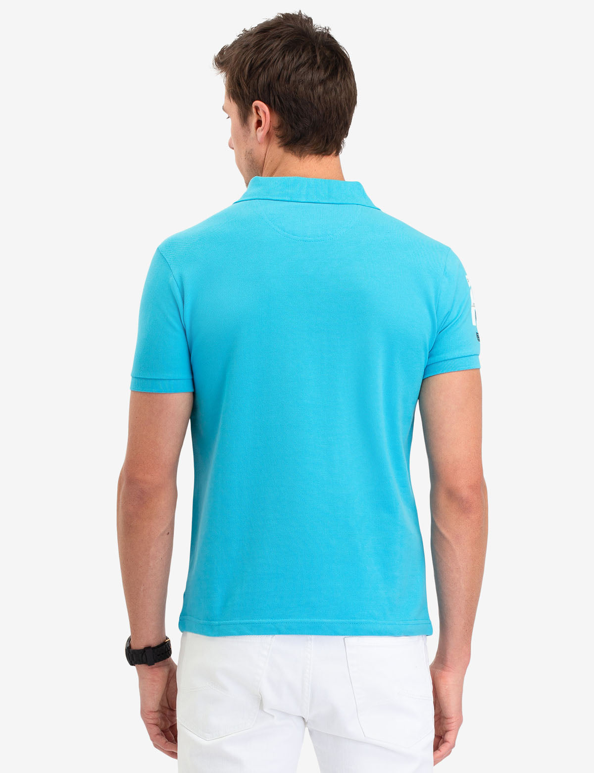 Diagonal Stripe Polo Shirt with Button Placket | IP3