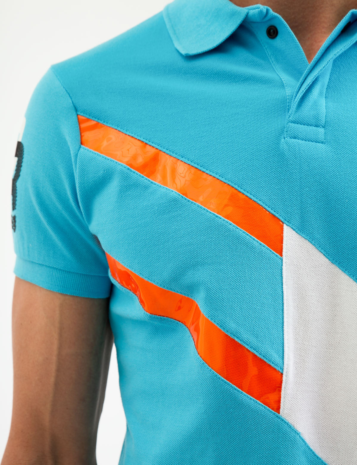 Diagonal Stripe Polo Shirt with Button Placket | IP3