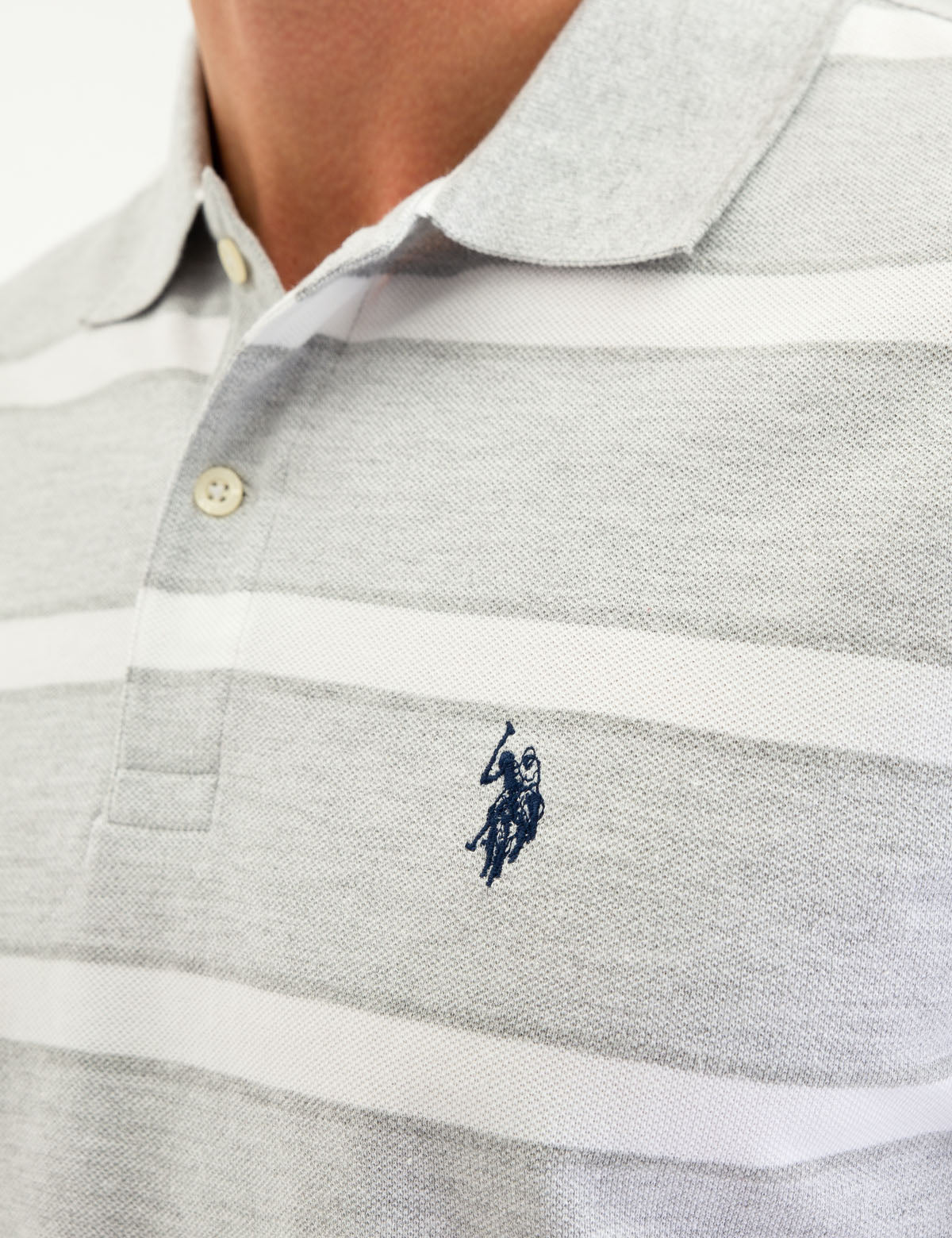 Jacquard Stripe Polo Shirt with Embroidered Logo | Jersey Fit
