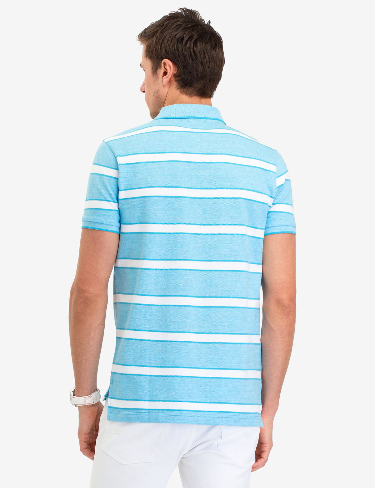Jacquard Stripe Polo Shirt with Embroidered Logo | Jersey Fit