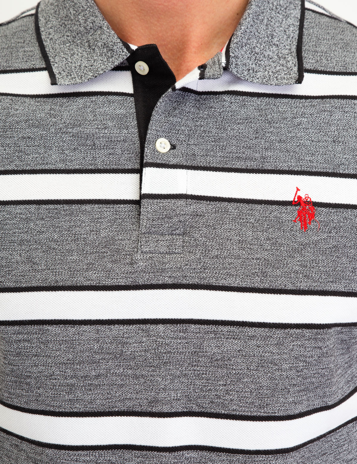 Jacquard Stripe Polo Shirt with Embroidered Logo | Jersey Fit