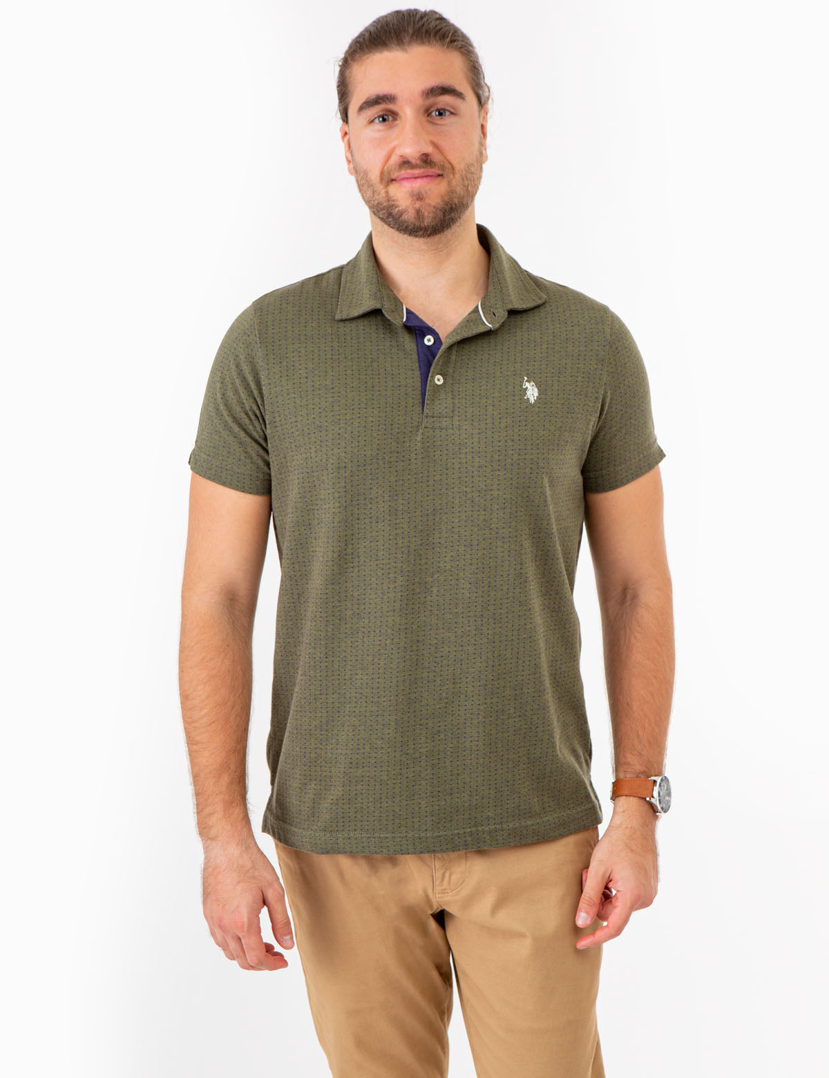 Jacquard Pattern Polo Shirt | Jersey Knit for Men