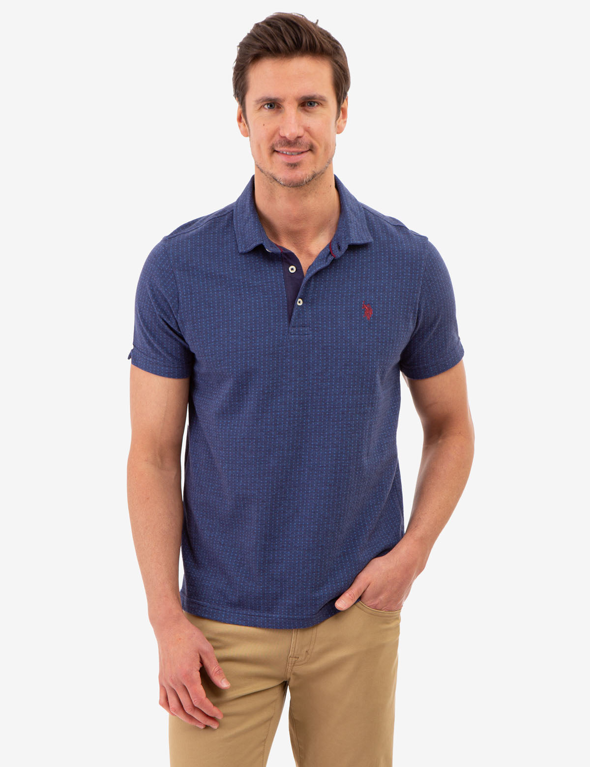 Jacquard Pattern Polo Shirt | Jersey Knit for Men