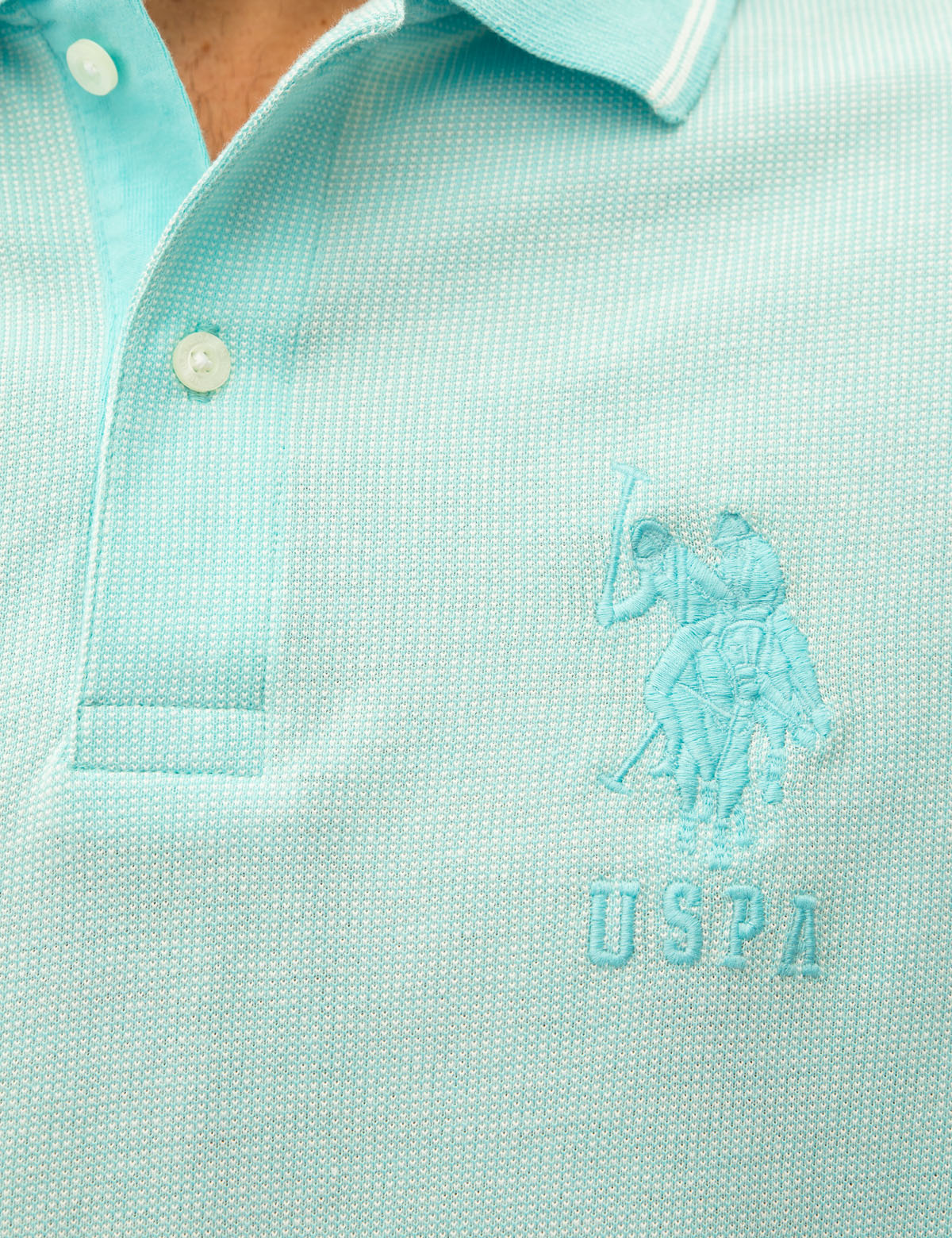 Jacquard Polo Shirt with Shoulder Stripe & Contrast Collar | Slim Fit