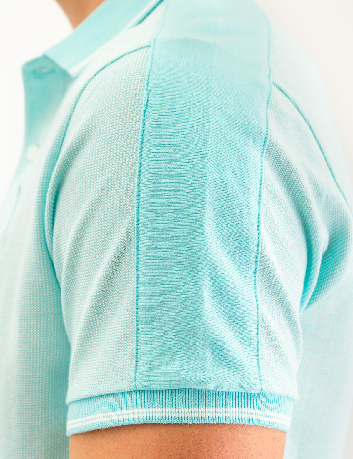 Jacquard Polo Shirt with Shoulder Stripe & Contrast Collar | Slim Fit