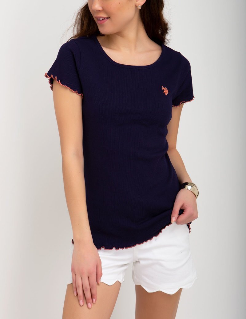 Lettuce Edge Knit Top | Round Neck Cotton Shirt