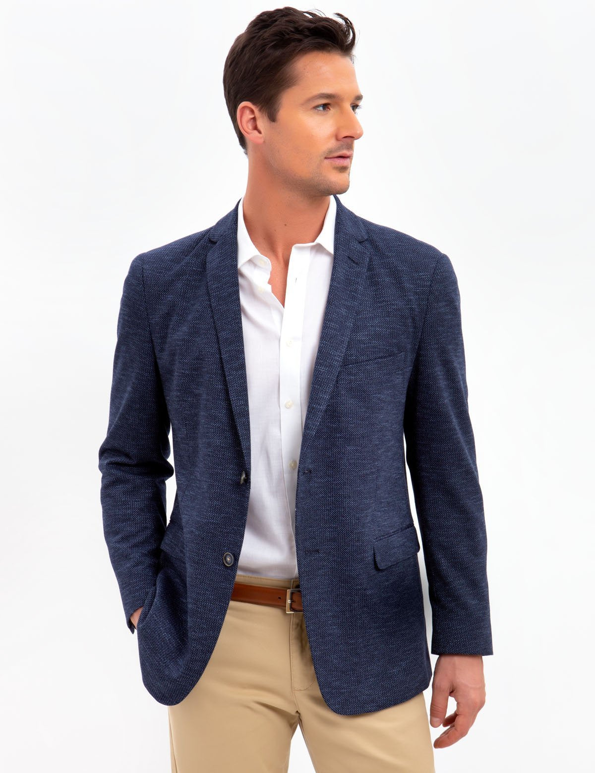 Men's Cotton Knit Sportcoat with Elbow Patches | Single Breasted
