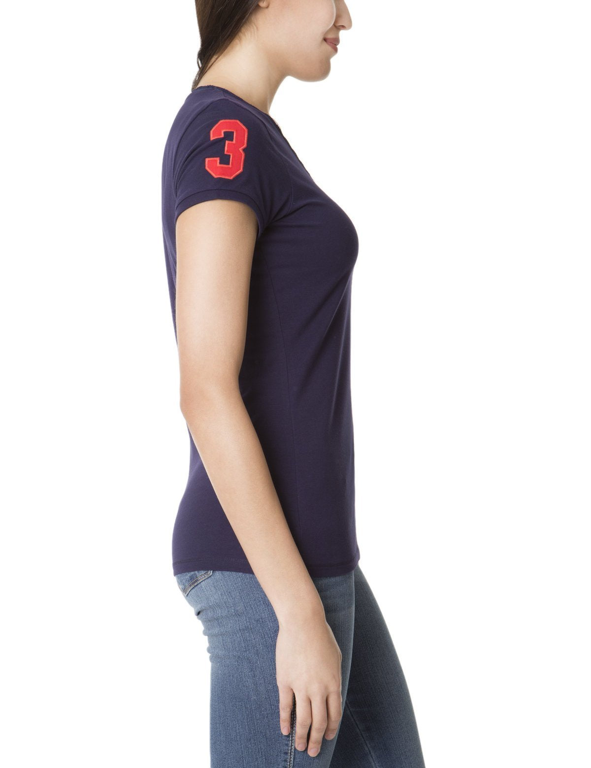 V-Neck Lace T-Shirt with Logo & Short Sleeves | Classic Cotton Tee