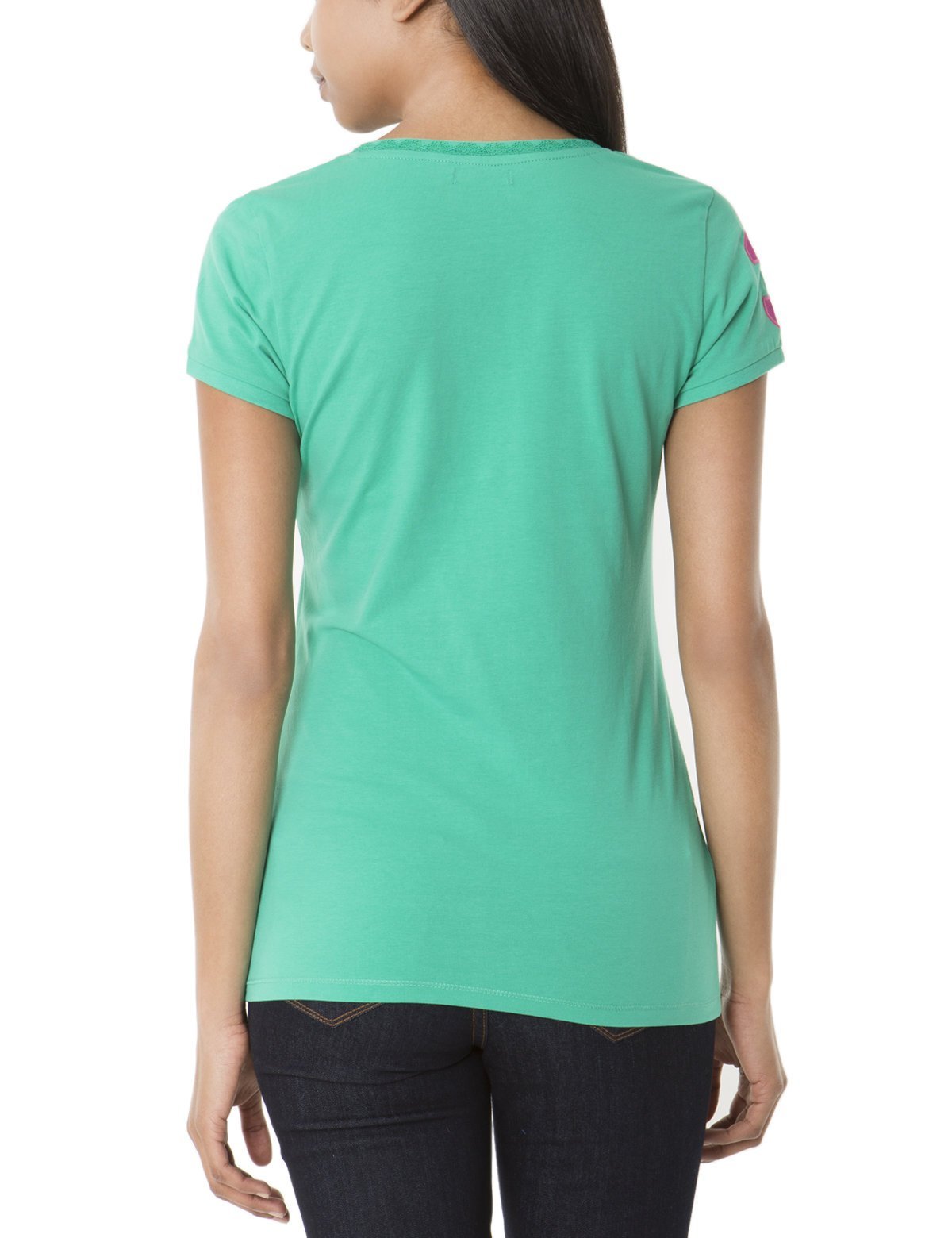 V-Neck Lace T-Shirt with Logo & Short Sleeves | Classic Cotton Tee