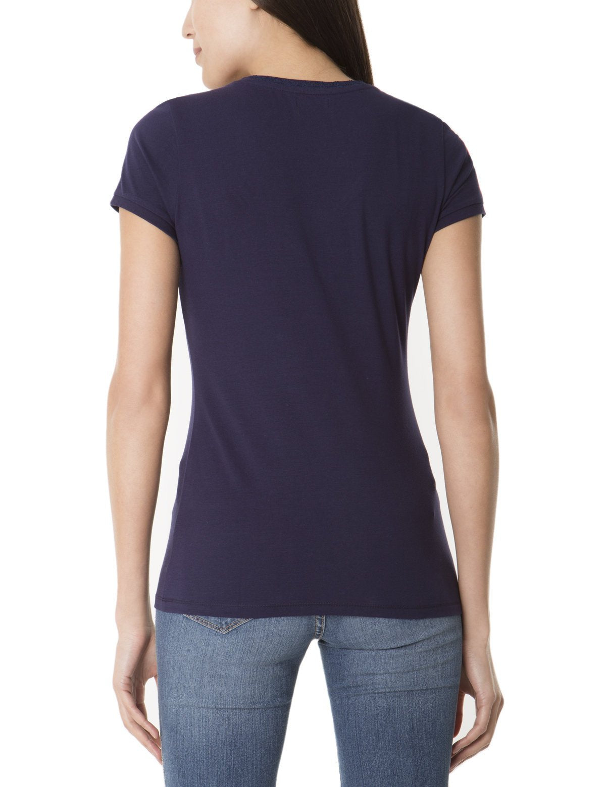 V-Neck Lace T-Shirt with Logo & Short Sleeves | Classic Cotton Tee