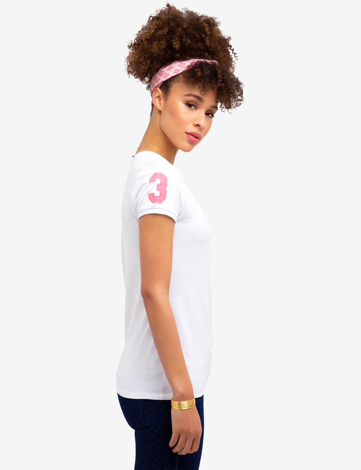 V-Neck Lace T-Shirt with Logo & Short Sleeves | Classic Cotton Tee