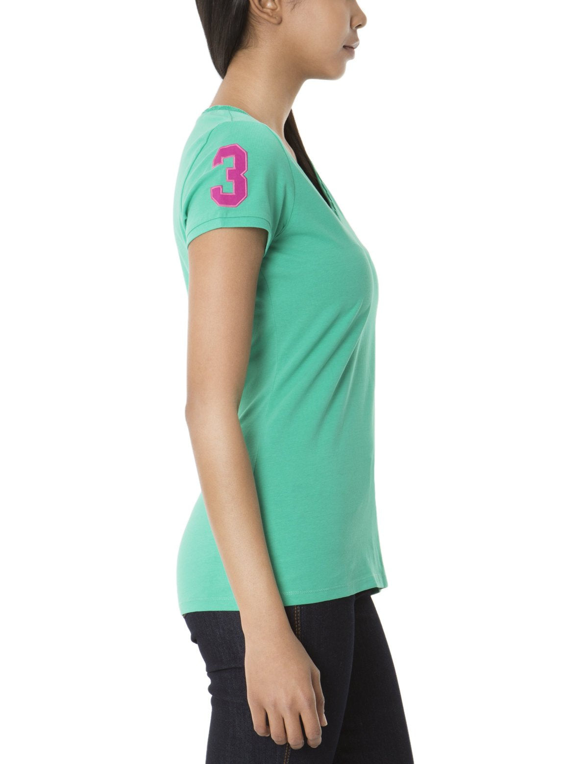 V-Neck Lace T-Shirt with Logo & Short Sleeves | Classic Cotton Tee