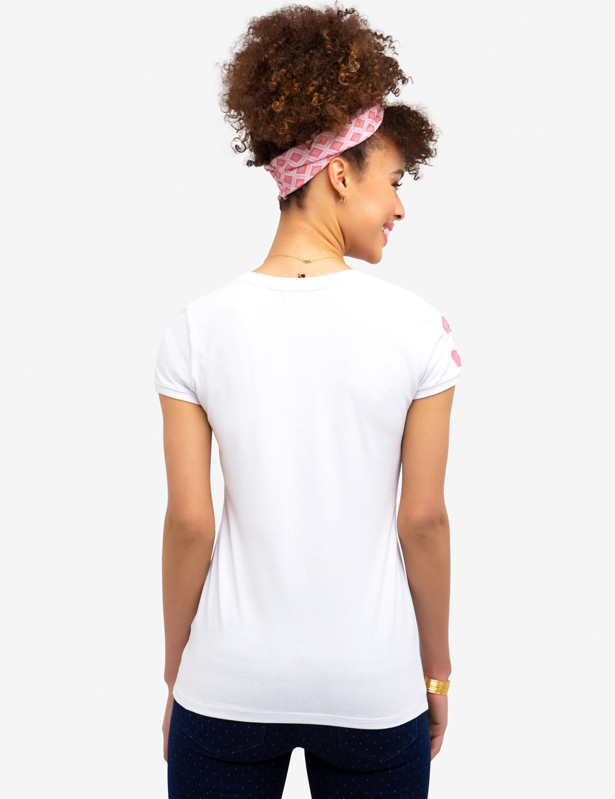 V-Neck Lace T-Shirt with Logo & Short Sleeves | Classic Cotton Tee