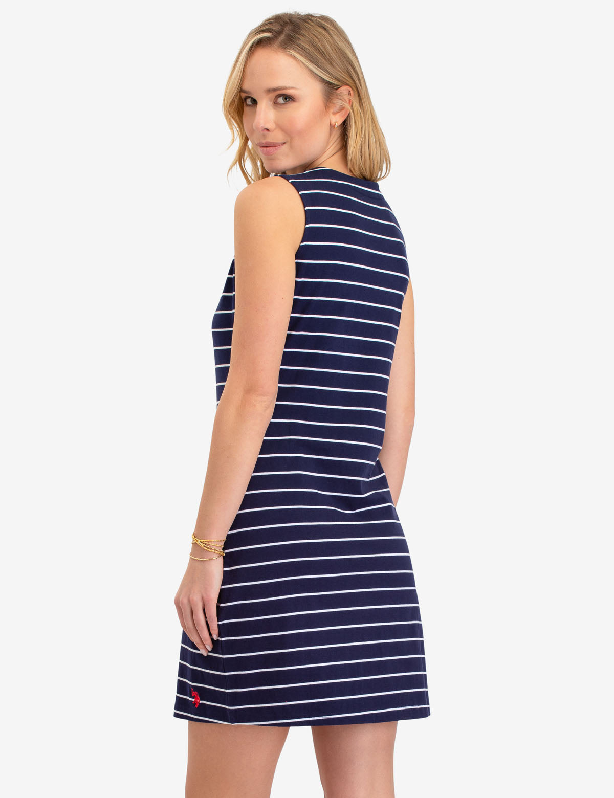 Lace-Up Striped Sleeveless Dress with V-Neck | Casual Summer Wear