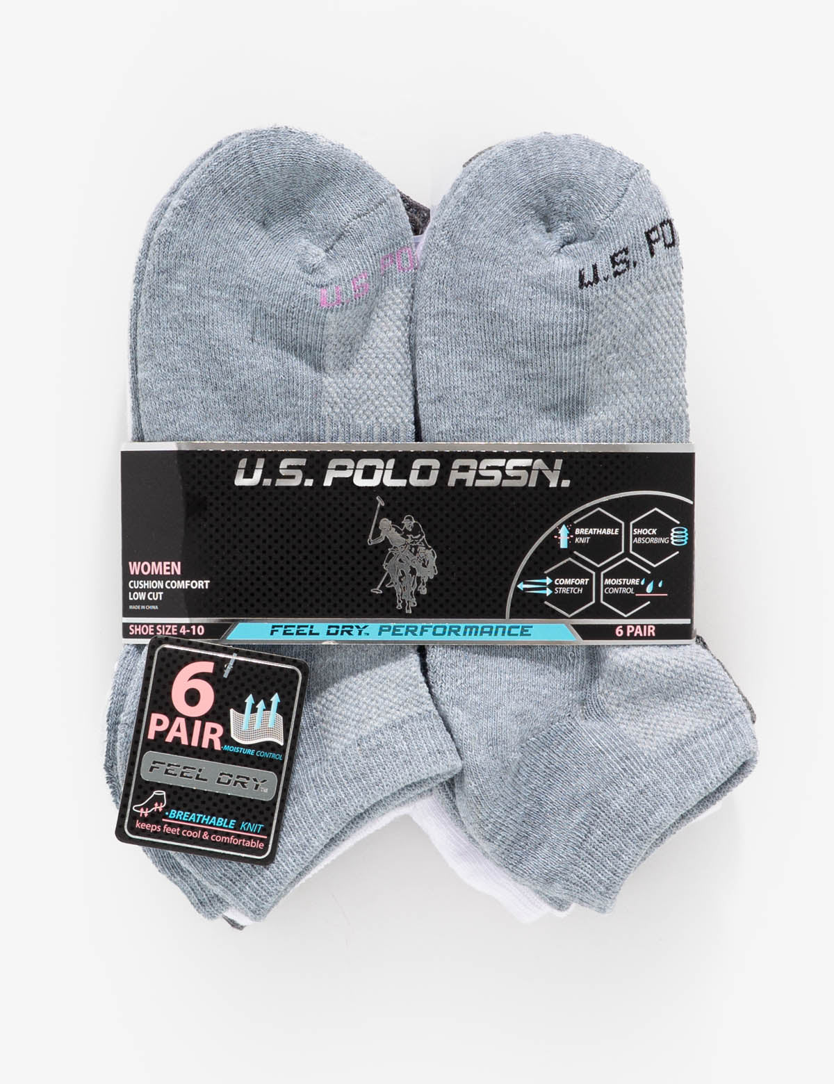 Women's 6-Pack Low-Cut Performance Socks for Running & Workouts