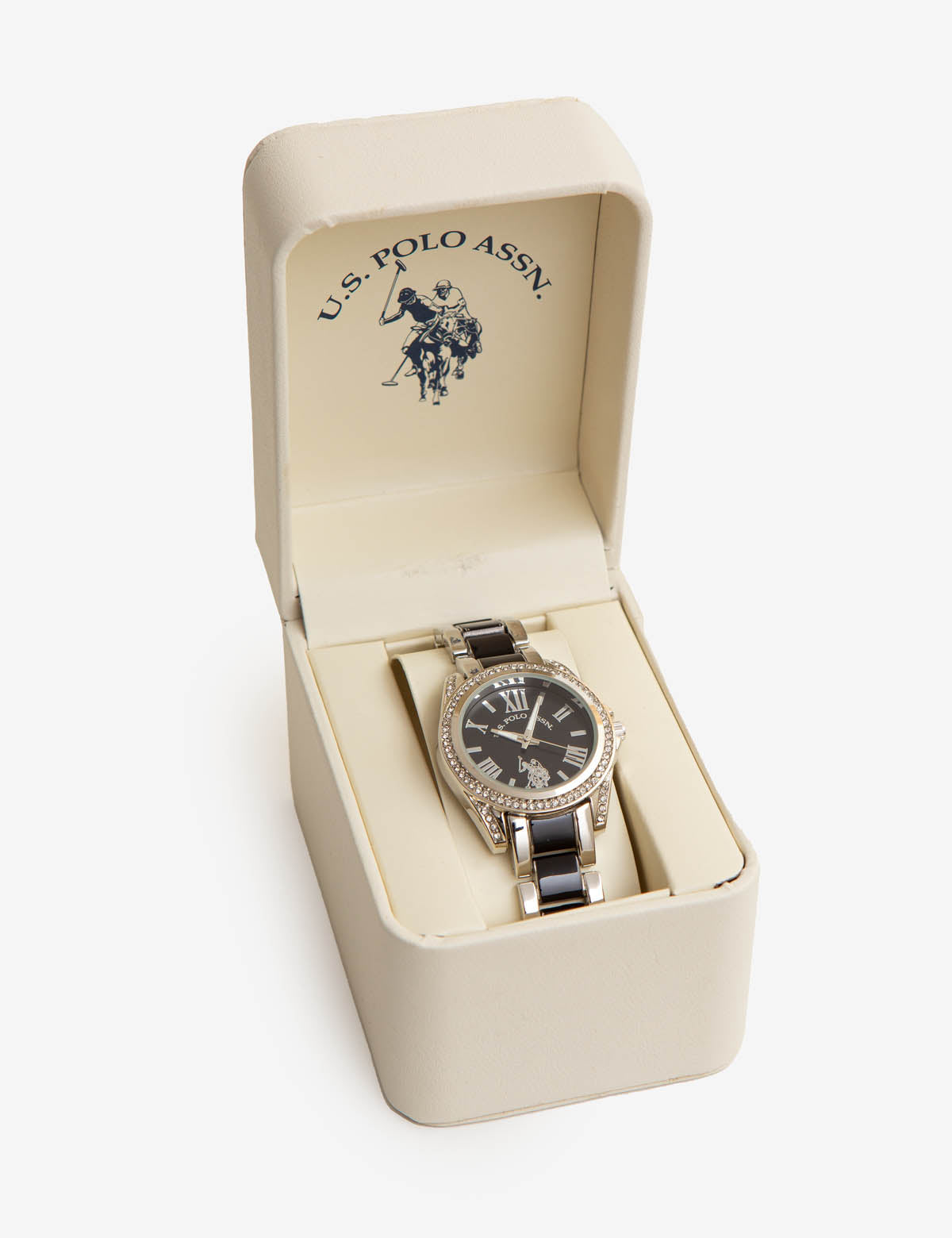 Black & Silver Embellished Ladies Watch | Elegant Timepiece