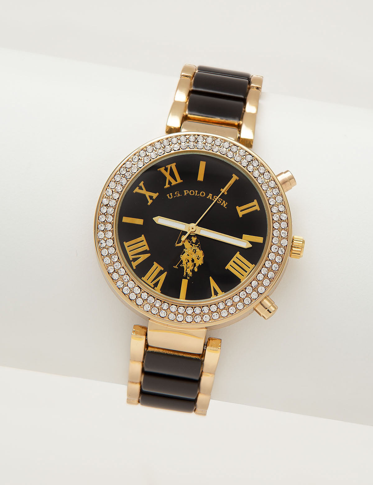 Gold & Black Enamel Link Watch for Women | U.S. POLO ASSN.
