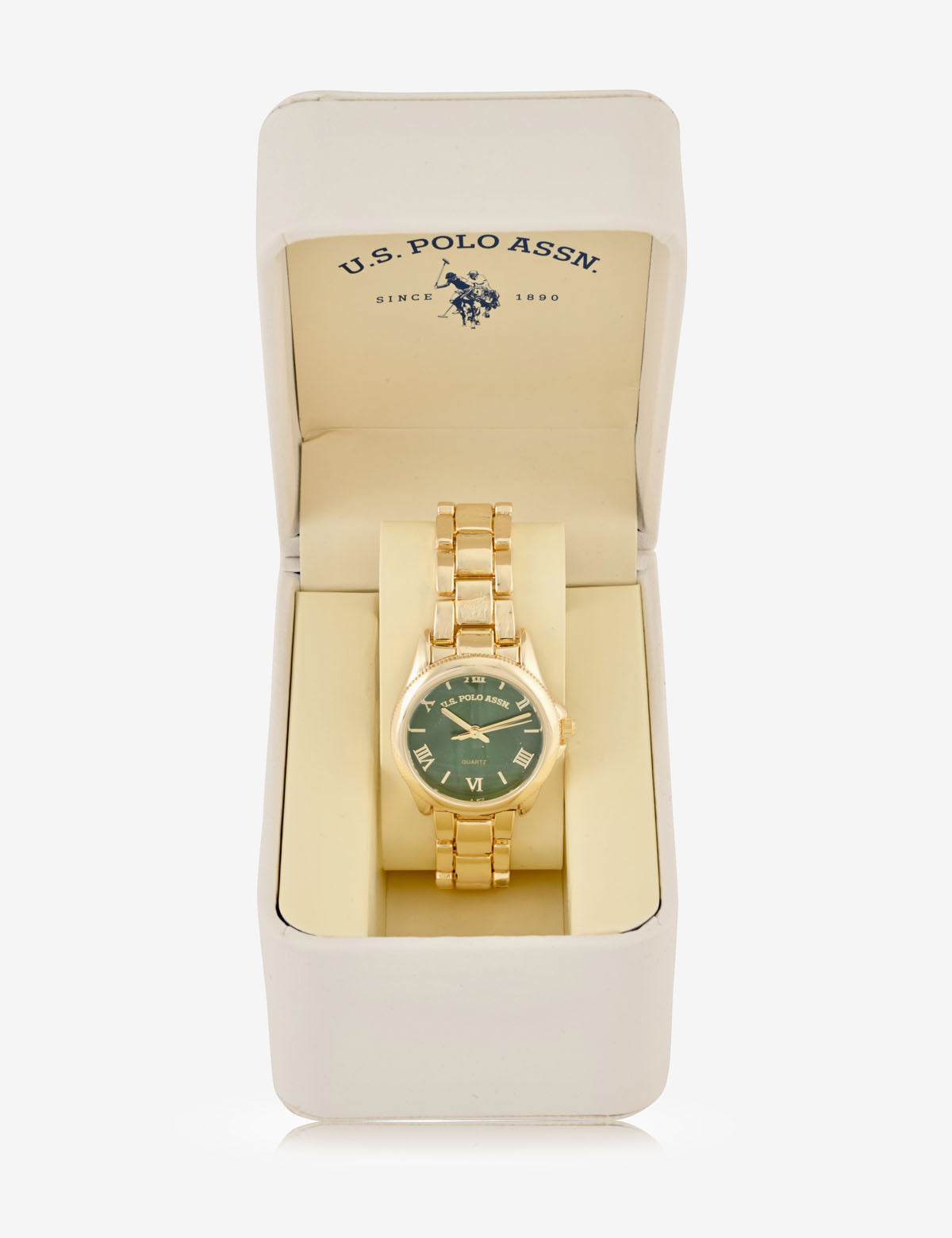 Gold-Tone Green Dial Ladies Bracelet Watch