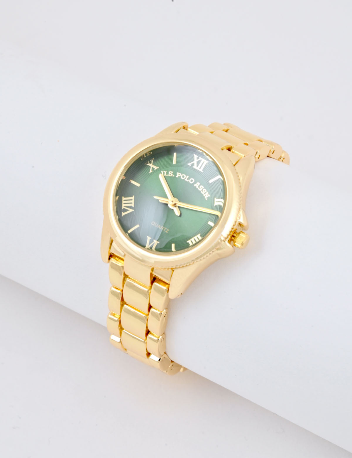 Gold-Tone Green Dial Ladies Bracelet Watch