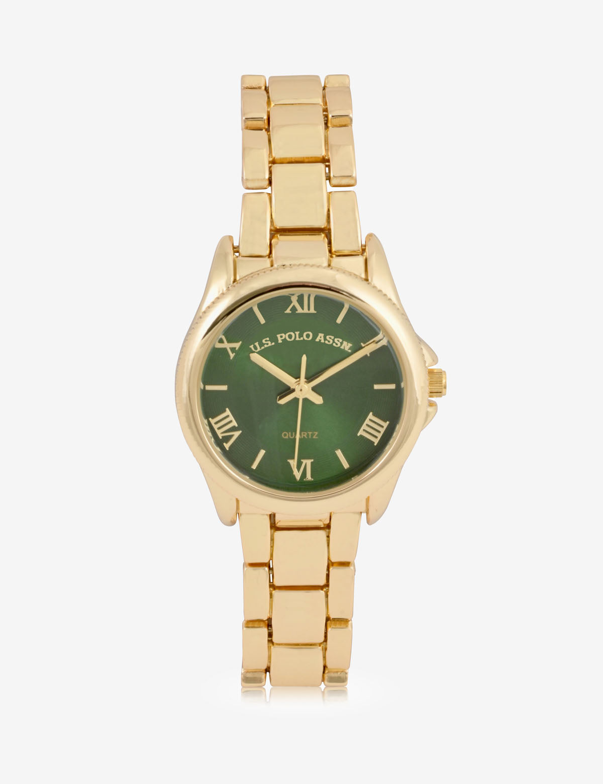 Gold-Tone Green Dial Ladies Bracelet Watch
