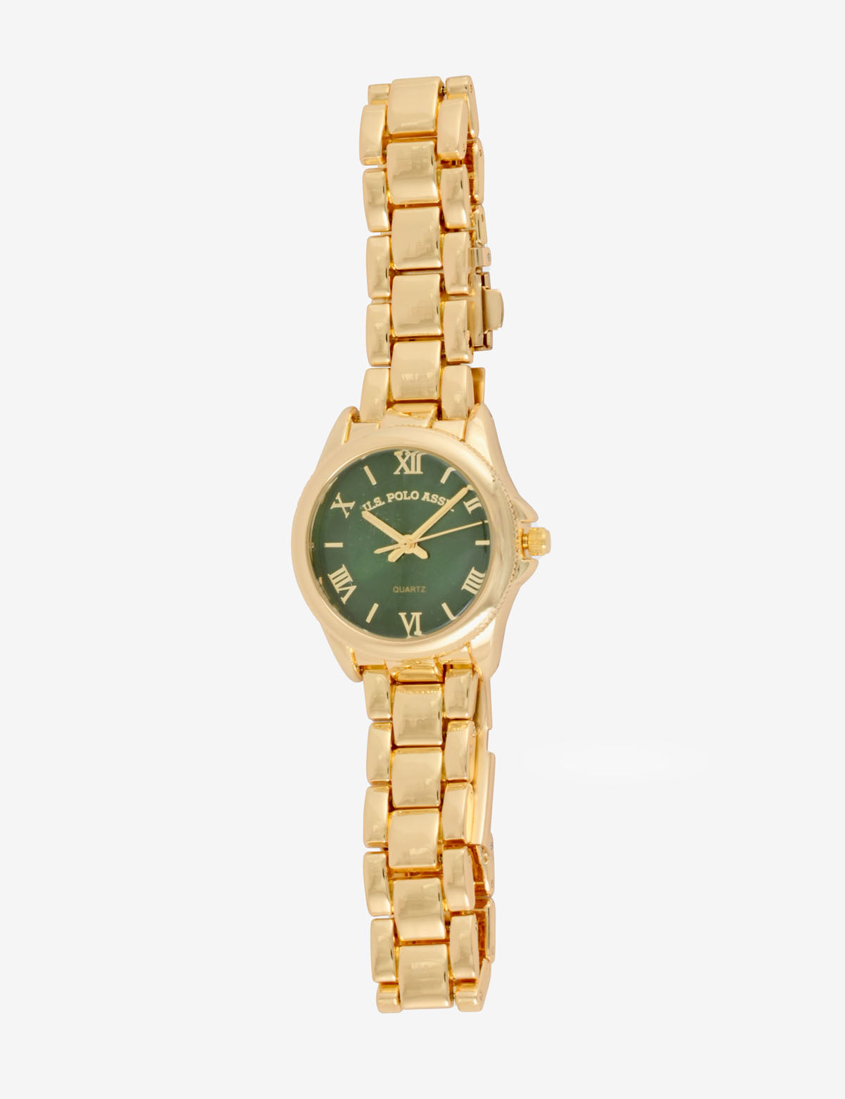 Gold-Tone Green Dial Ladies Bracelet Watch