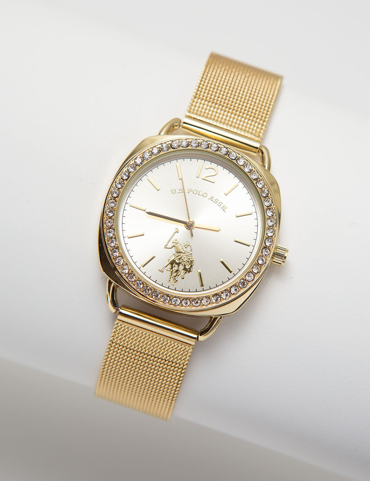 Gold-Tone Women's Watch with Crystal Accents & Mesh Strap | U.S. Polo Assn.