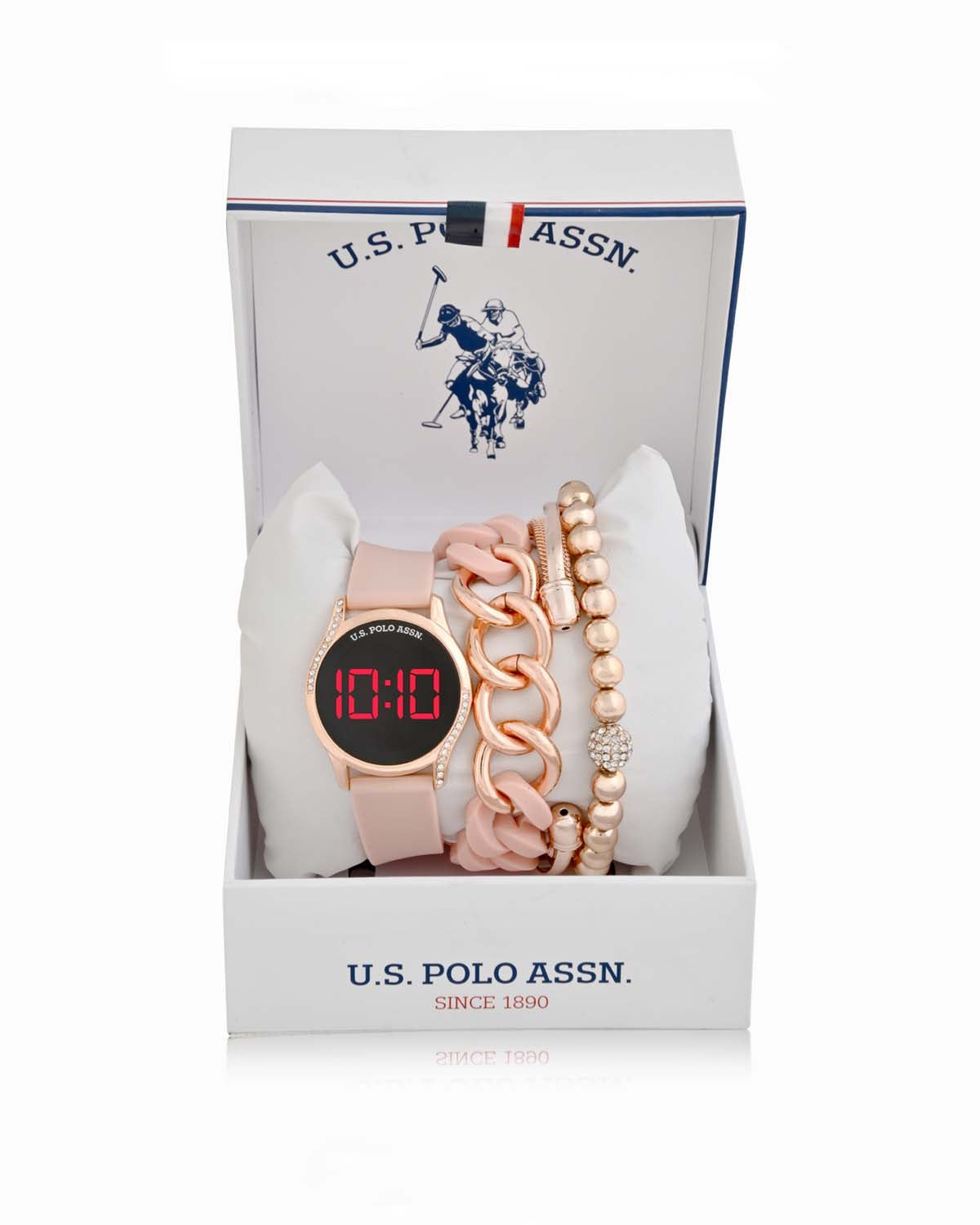 Women's LED Watch & Stackable Bracelet Set | Round Face Design