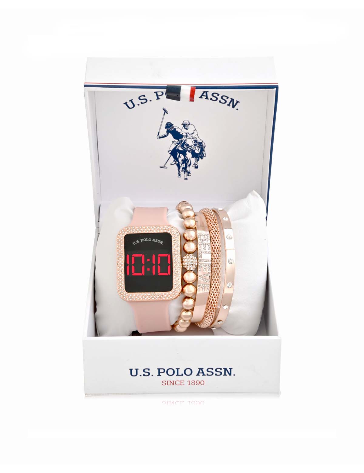 LED Square Watch & Bracelet Set for Women | Embellished Design