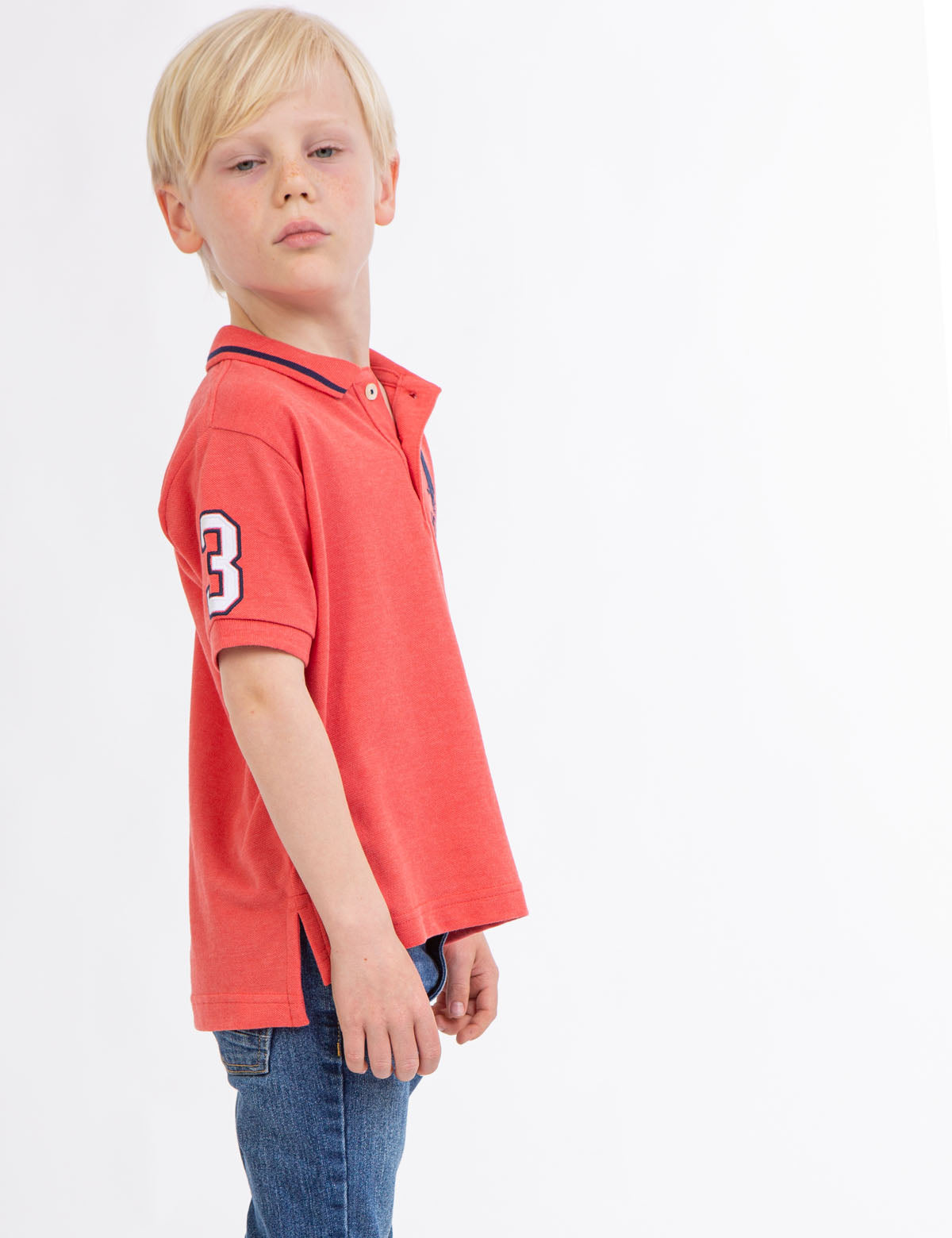 Boys' Solid Pique Polo Shirt with Button Placket & Short Sleeves