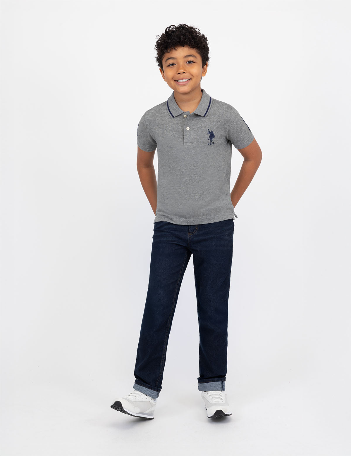 Boys' Solid Pique Polo Shirt with Button Placket & Short Sleeves